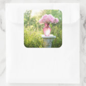 Joli Vase de verre de fleurs roses Stickers (Sac)