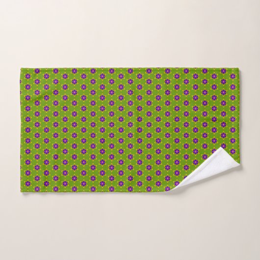 Joli vert et violet Motif d'art populaire (Serviette à main)