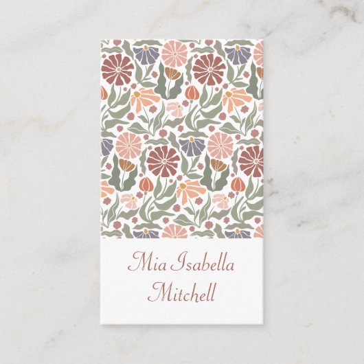 Joli Vintage Carte de visite de fleurs rétro (Devant)