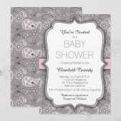 Joli Vintage Paisley Pink Baby shower Invitation (Devant / Derrière)