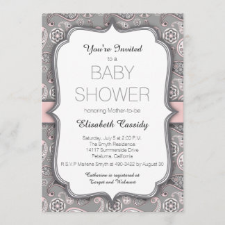 Joli Vintage Paisley Pink Baby shower Invitation