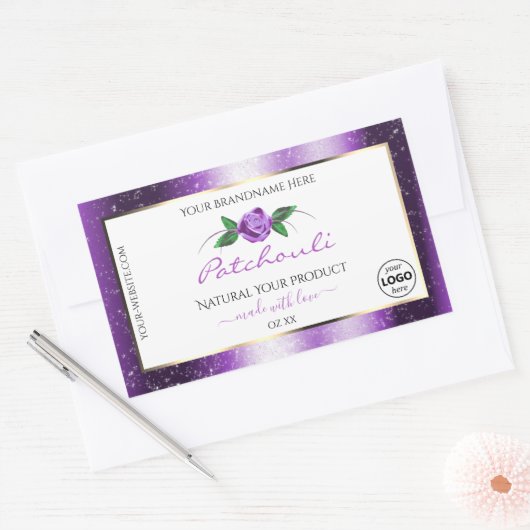Joli violet blanc produit Étiquette Rose logo (Enveloppe)