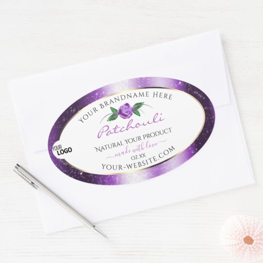 Joli violet blanc produit Étiquette Rose logo (Enveloppe)