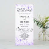 Joli violet Feuille White Wedding Programme (Debout devant)