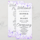Joli violet Feuille White Wedding Programme (Devant / Derrière)