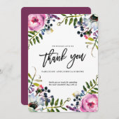 Joli violet Fleurs Mariage Carte de remerciements (Devant / Derrière)