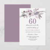 Joli Violet Floral 60e anniversaire Invitation de  (Devant / Derrière)