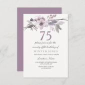Joli violet floral 75e anniversaire Invitation de (Devant / Derrière)