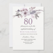 Joli violet floral 80e anniversaire Invitation de  (Devant)