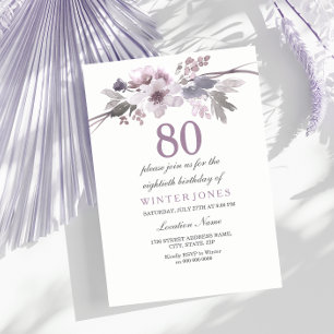 Joli violet floral 80e anniversaire Invitation de 