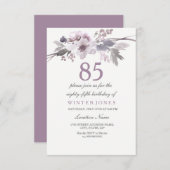 Joli violet floral 85e anniversaire Invitation de  (Devant / Derrière)
