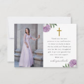 Joli Violet Floral Confirmation Merci photo (Devant)