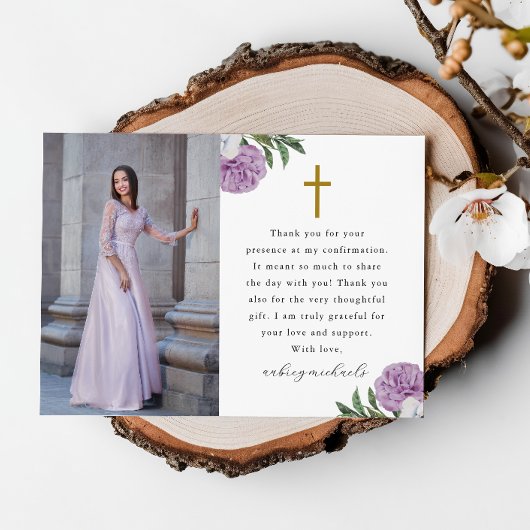 Joli Violet Floral Confirmation Merci photo