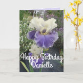 Joli violet Iris Flower Photo Carte Anniversaire (Fleur jaune)