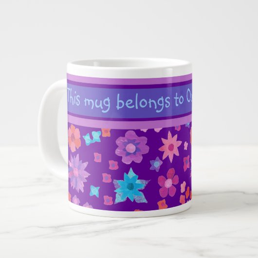 Joli Violet Personnalisé Flower Power Jumbo Mug (Devant gauche)