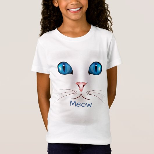 Joli visage de chat avec les yeux bleus T-shirt (Devant)