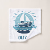 Joli Voilier Bleu (Gant de toilette)