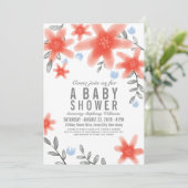 Joli Whimsy Red Floral Baby shower Invitation (Debout devant)