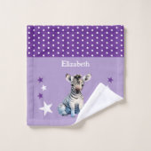 Joli zèbre ajouter un nom pois étoiles violet (Gant de toilette)