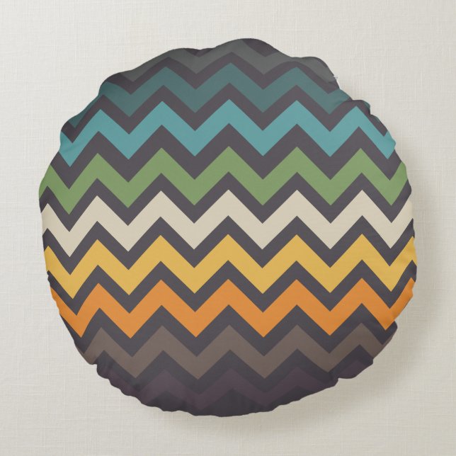 Joli zigzag motif rond coussin (Dos)