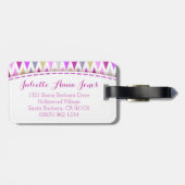 Joli zigzag violet drapeaux nommé étiquette bagage (Dos horizontal)