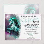 Jolie 3D Spirit Pony 24 Invitation anniversaire (Devant / Derrière)