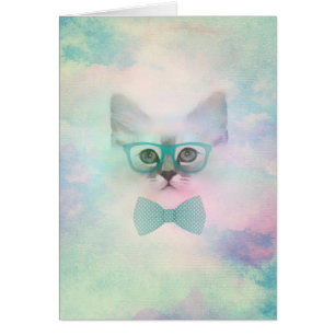 Jolie adorable aquarelle drôle lunettes chaton