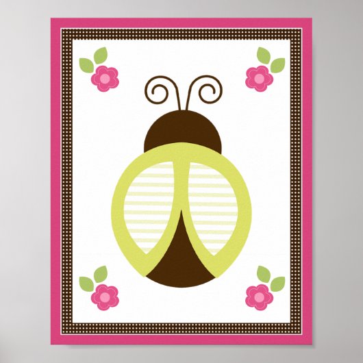 Jolie affiche artistique de coccinelle et de fleur (Devant)