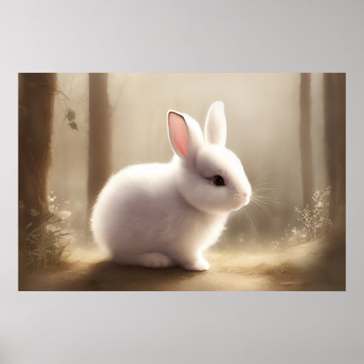 Jolie affiche bébé lapin à l'aquarelle (Devant)