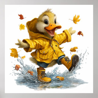 Jolie Affiche de Canard de Jour de Pluie | Adorabl