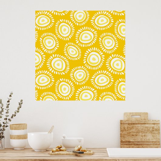 Jolie affiche de fleurs funky jaune (Cuisine)