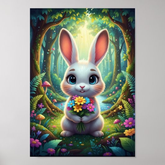 Jolie Affiche de Lapin de Bouquet de Printemps de (Devant)