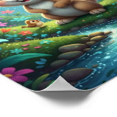 Jolie Affiche de Lapin de la Forêt avec des Oiseau (Coin)