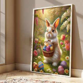 Jolie Affiche de Lapin de Pâques | Art Mural de La