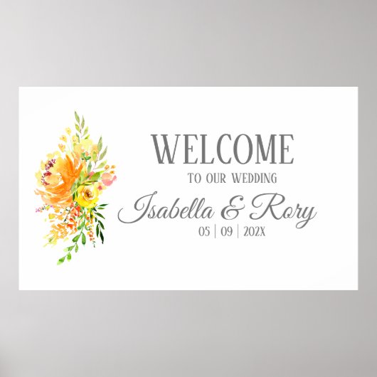 Jolie Affiche de Mariage Bouquet d'Été (Devant)