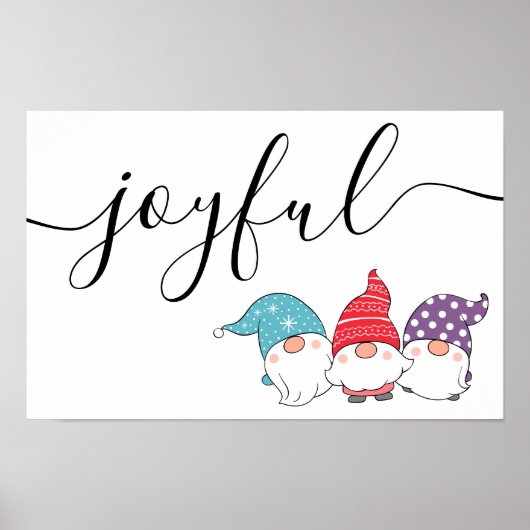 Jolie affiche de Noël Joyeux Script Gnomes (Devant)
