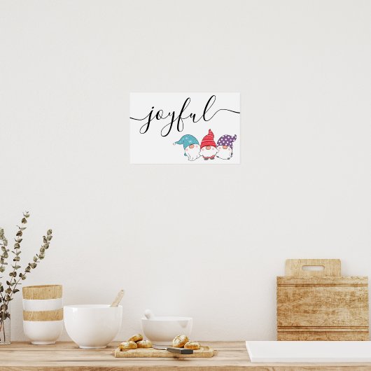 Jolie affiche de Noël Joyeux Script Gnomes (Cuisine)