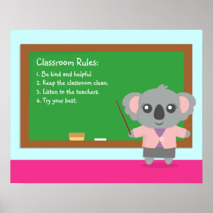 Jolie affiche de règles de classe avec un professe