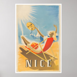Jolie affiche de voyage française de Nice France P