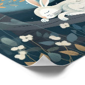 Jolie affiche d'un lapin dormant sous la Lune (Coin)