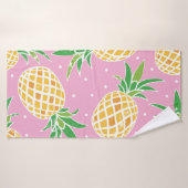 Jolie ananas sur grunge rose pois backgro (Serviette de bain)