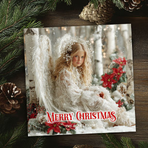 Jolie ange de Noël rouge et or carte de vœux class