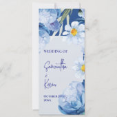 Jolie aquarelle Bleu Floral Programme de mariage (Devant)