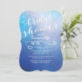 Jolie Aquarelle Bleue Douche nuptiale Invitation (Debout devant)