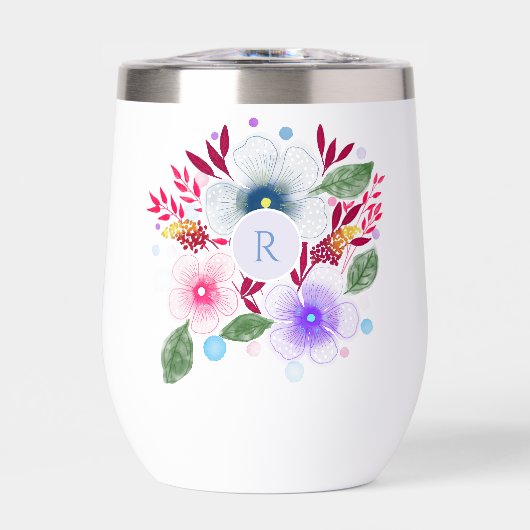 Jolie aquarelle Bouquet floral Monogramme (Avant)