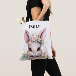 Jolie aquarelle Bunny Nom de Pâques Sac fourre-tou