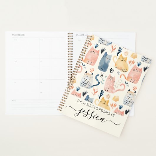 Jolie aquarelle chats nom de script recette (Devant avec enveloppe)