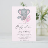 Jolie aquarelle Elephant baby shower invitation (Debout devant)