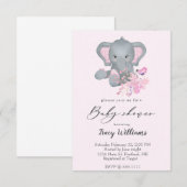 Jolie aquarelle Elephant baby shower invitation (Devant / Derrière)
