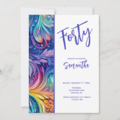 Jolie aquarelle Floral 40e anniversaire Invitation (Devant)